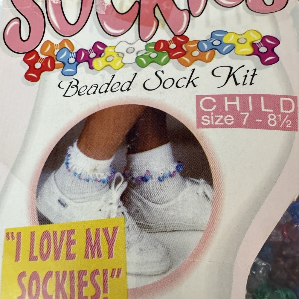 Vtg Toddler Girls Beaded Sock Kit Lot Bobby Sockies Pink Purple 80s 90s NOS - Picture 4 of 9